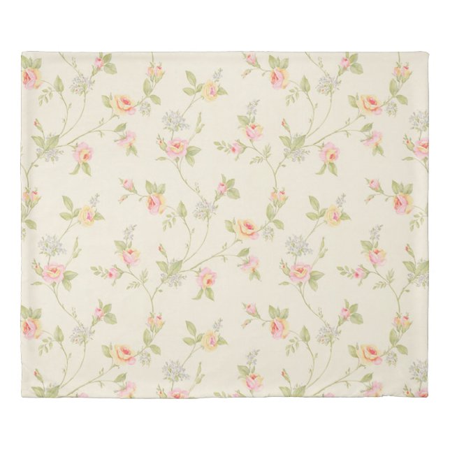 Pink and Yellow Roses Duvet Cover (Front)