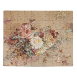 Pink and Yellow Roses – Franz Bischoff Jigsaw Puzzle