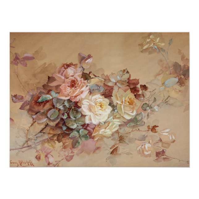 Pink and Yellow Roses – Franz Bischoff Poster (Front)