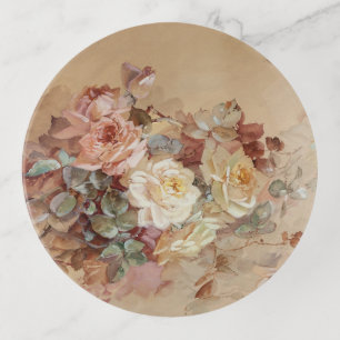 Pink and Yellow Roses – Franz Bischoff Trinket Tray
