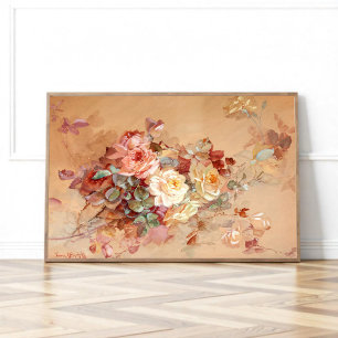 Pink and yellow roses poster