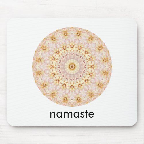 Pink and Yellow Round Mandala Art Namaste Mouse Pad