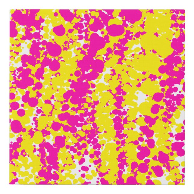 Pink and Yellow Spatter Faux Canvas Print (Front)