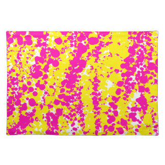 Pink and yellow spatter pattern cloth placemat