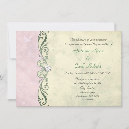 Pink and Yellow Spring Floral Wedding Reception Custom Invitations
