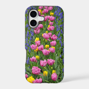 Pink and yellow spring tulips iPhone 17 case