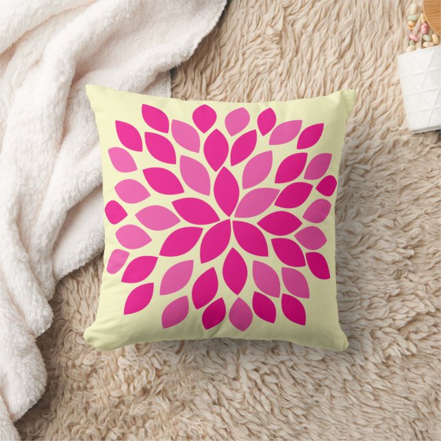 Pink and Yellow Starburst Modern Flower Pillow (Blanket)
