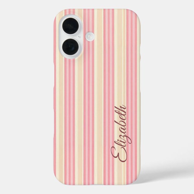 Pink and Yellow Striped Case-Mate iPhone Case (Back)