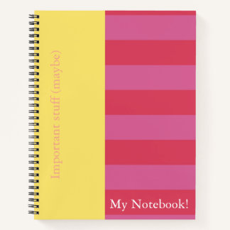 Pink and Yellow striped notebook cover design