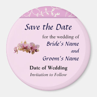 Pink and Yellow Striped Orchid Save the Date Magnet