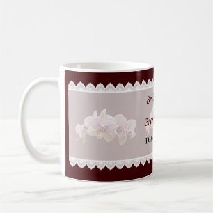 Pink and Yellow Striped rchids Wedding Favors Coffee Mug