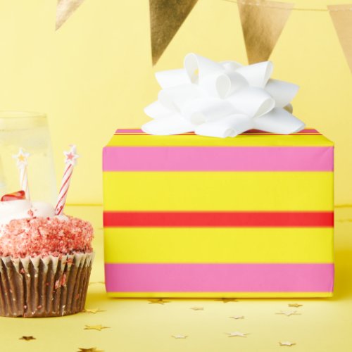 Pink and Yellow Striped Wrapping Paper
