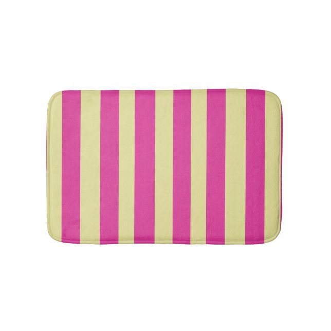 Pink and Yellow Stripes  Bath Mat (Front)