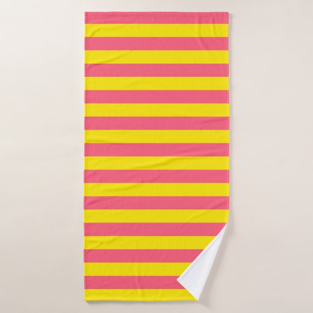 Pink and Yellow Stripes Design Bath Towel (Bath Towel)