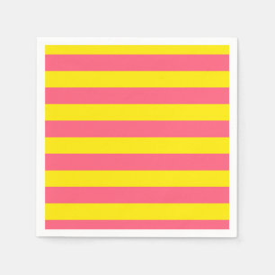 Pink and Yellow Stripes Design Napkins