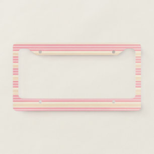Pink and Yellow Stripes Fun Retro Summer License Plate Frame