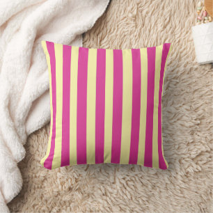 Pink and Yellow Stripes Throw Pillow