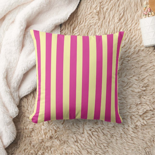 Pink and Yellow Stripes  Throw Pillow (Blanket)