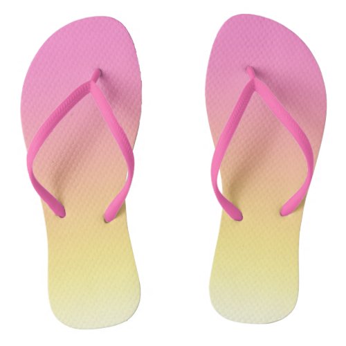Pink and Yellow Sunset Ombre Flip Flops