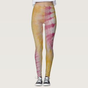 Pink And Yellow Tie Dye Leggings