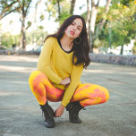 Pink And Yellow Tie Dye   Leggings<br><div class="desc">Horizontal pink splats on a yellow background</div>
