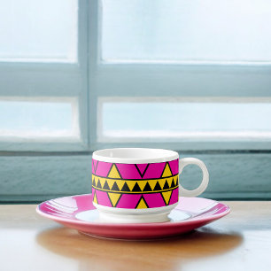 Pink and Yellow Triangles Pattern Bowl