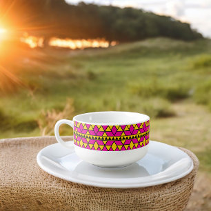 Pink and Yellow Triangles Pattern Soup Mug