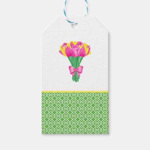 Pink and yellow Tulip Bouquet  Gift Tags