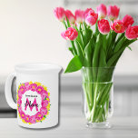 Pink and Yellow Tulip Wreath Mom Beverage Pitcher<br><div class="desc">Add a touch of elegance to your table setting with our Personalized Pink and Yellow Tulip Wreath Porcelain Pitcher. This exquisite pitcher is not just a functional serving piece; it's a beautiful centerpiece that adds charm to any occasion. Featuring a stunning pink and yellow tulip wreath illustration, this pitcher exudes...</div>
