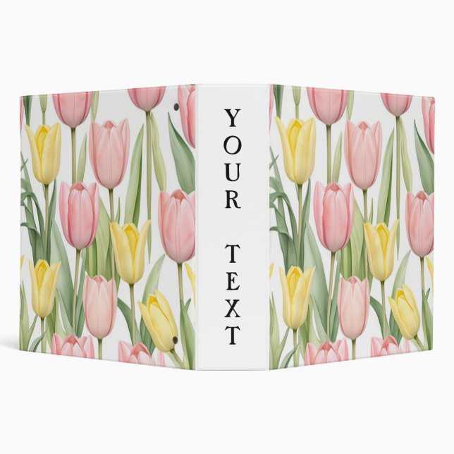 Pink and Yellow Tulips 3 Ring Binder (Background)