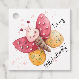 Pink and Yellow Watercolor Butterfly Favor Tags