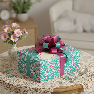 Pink and yellow watercolor daisies pattern wrapping paper