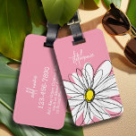Pink and Yellow Whimsical Daisy Custom Text Luggage Tag<br><div class="desc">A zen and whimsical,  hipster piece of art. You can add a name,  monogram or other custom text. If you need to move the art around,  click on the customize button to make changes.</div>