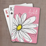 Pink and Yellow Whimsical Daisy Custom Text Poker Cards<br><div class="desc">A zen and whimsical,  hipster piece of art. You can add a name,  monogram or other custom text. If you need to move the art around,  click on the customize button to make changes.</div>