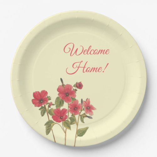 Pink and Yellow Wildflowers Floral Welcome Home Paper Plates