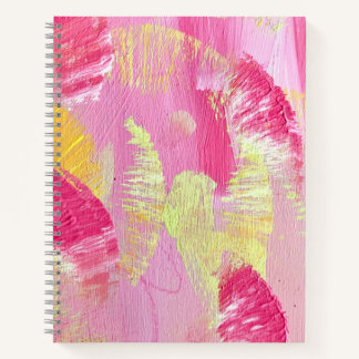 Pink and Yellow Wings Abstract Art Spiral Notebook