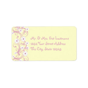 Pink and Yellow with Daisies Label