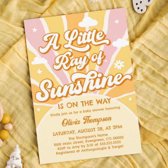 Pink and Yellow You are my Sunshine Baby Shower Invitation (Creator Uploaded)