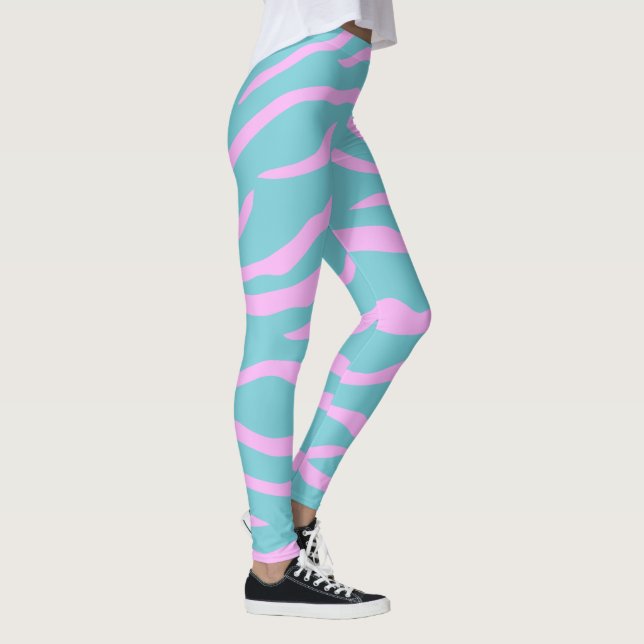 Pink and Your Color Tiger Stripe Pattern Leggings (Right)