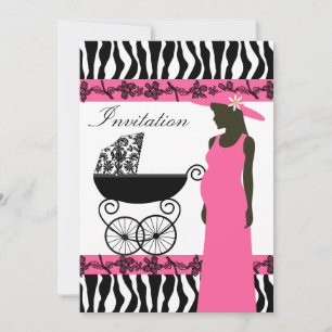 Pink and Zebra Baby Shower Invitation