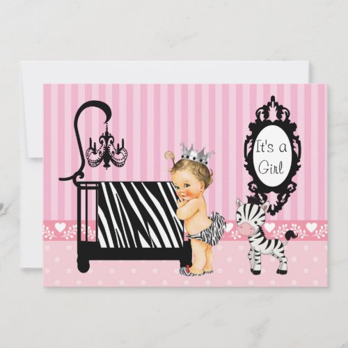 Pink and Zebra Baby Shower Invitation