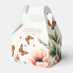 Pink anemone, butterflies floral Thank You wedding Favor Boxes