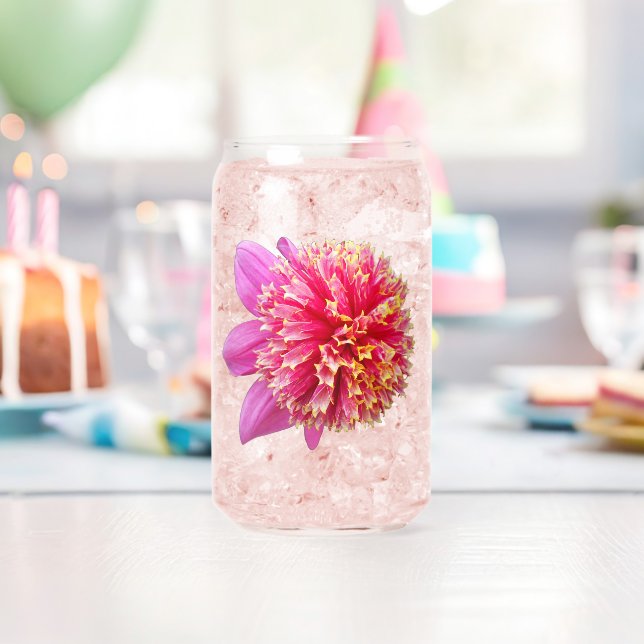 Pink Anemone Dahlia Bloom Floral Can Glass (Insitu (Birthday))