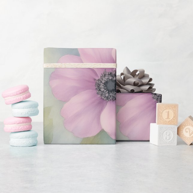 Pink Anemone Floral Wrapping Paper (Baby Shower)