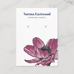 Pink Anemone Flower Blossom Earring Display Card