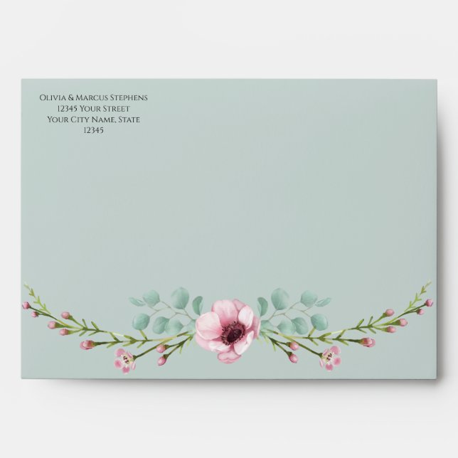 Pink Anemone Flowers and Foliage Envelope (Front)