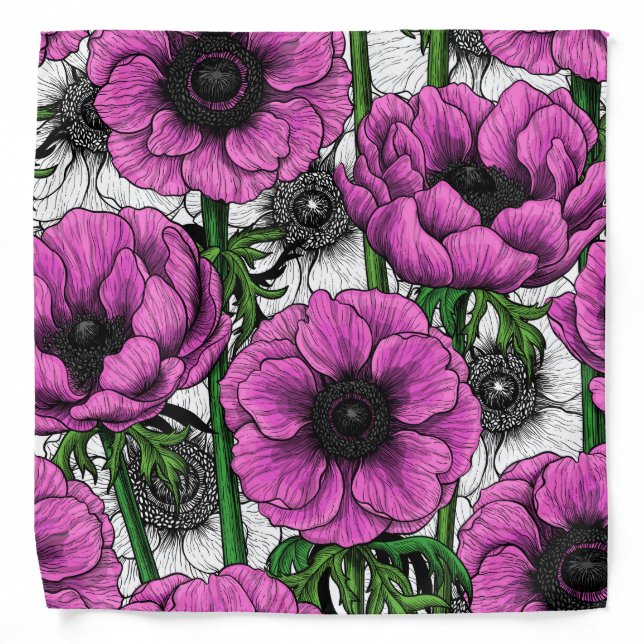 Pink anemone garden bandana (Front)