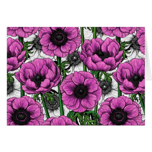 Pink anemone garden cards (Front Horizontal)
