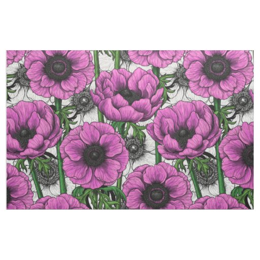 Pink anemone garden fabric
