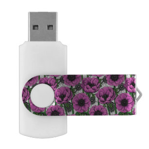 Pink anemone garden flash drive